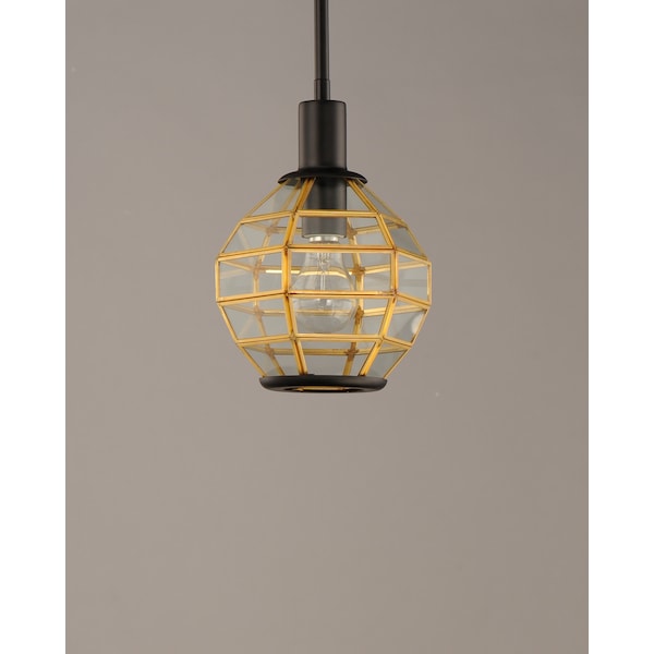 Heirloom 1-Light 7.5 Wide Black / Burnished Brass Mini Pendant